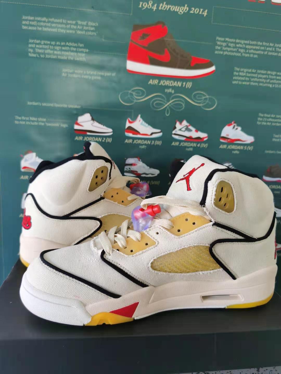 Air Jordan 5 Retro White Yellow Black